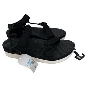 Time and Tru Women's Nature Platform Sport Sandals Flatform Strappy Black 8 NWT